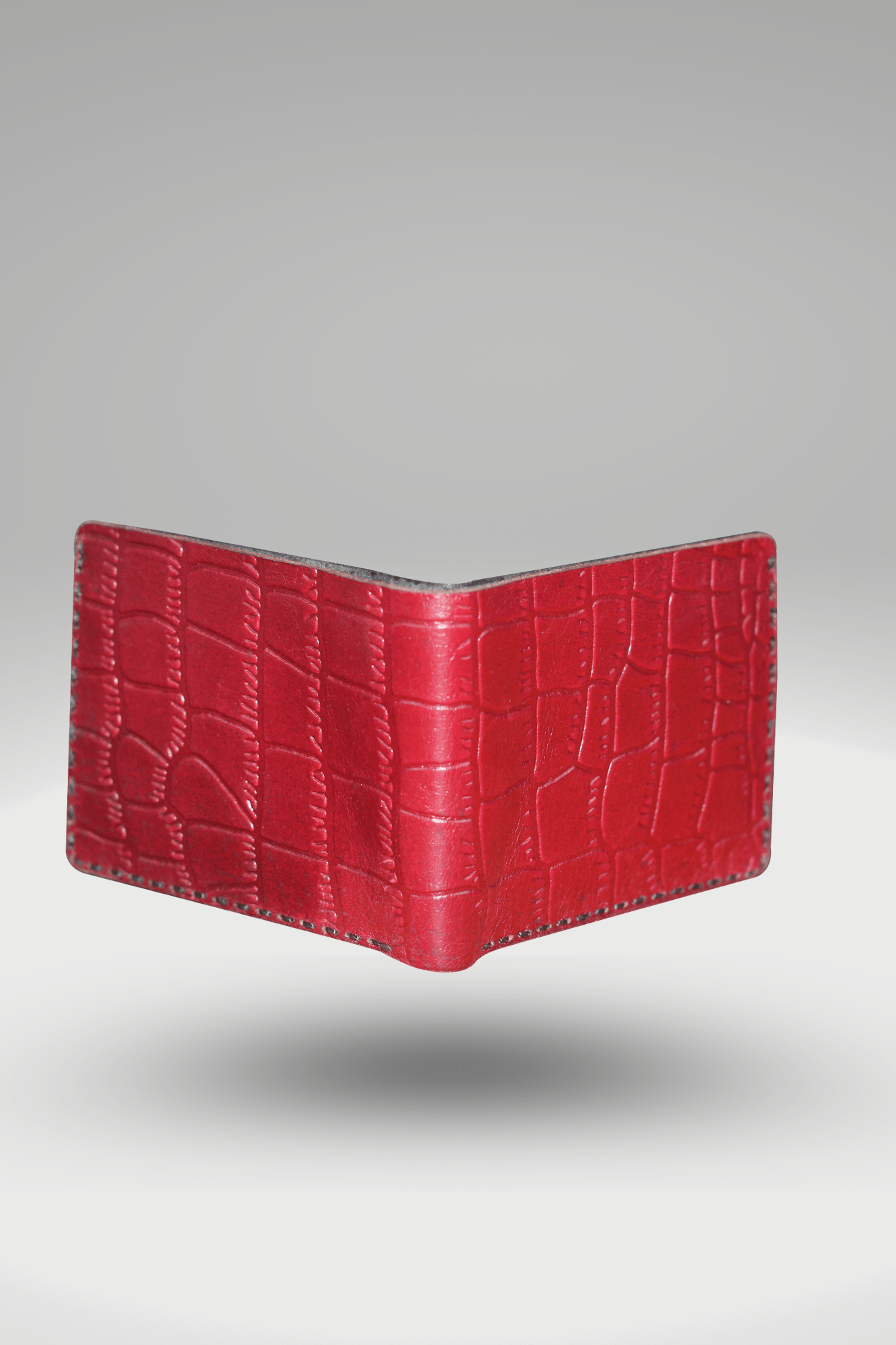 Men's Crocodile Leather Mini Wallet in Maroon - Arcane Fox