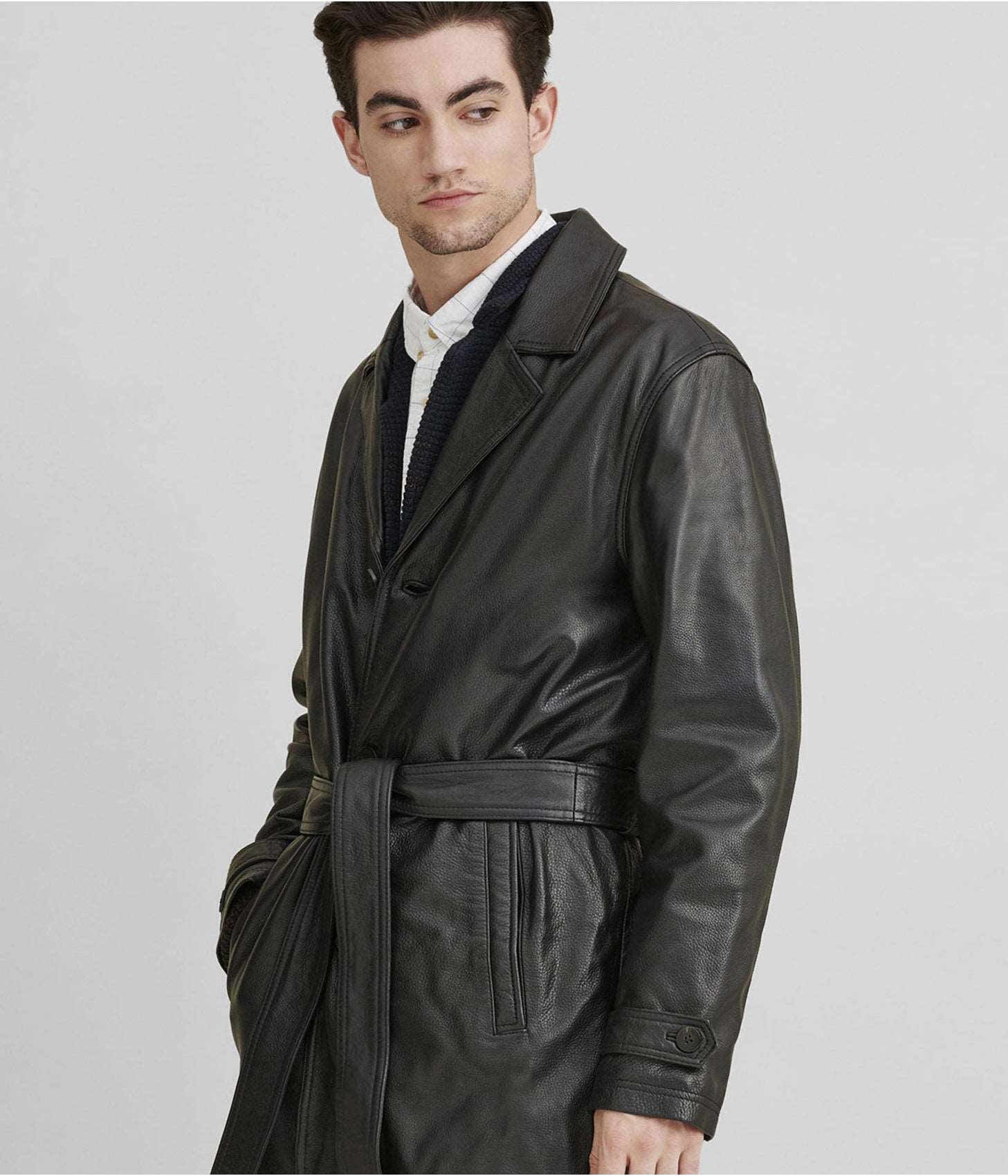 Leather clearance coat belt