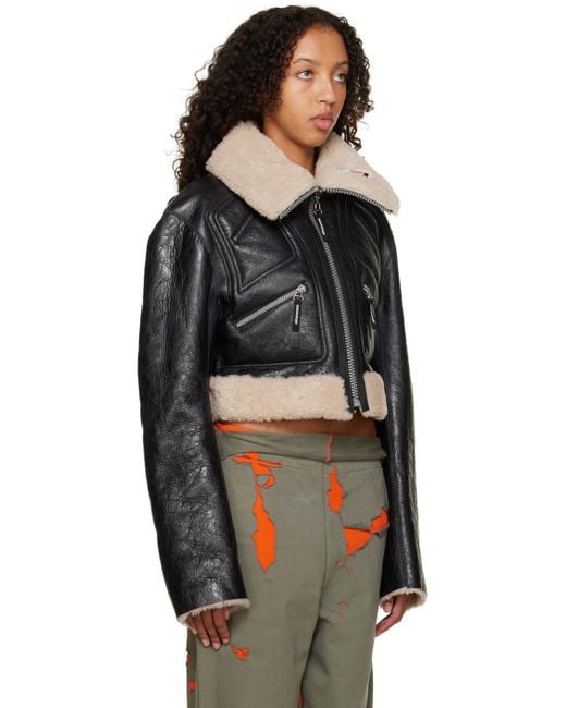 Cropped best sale shearling jacket