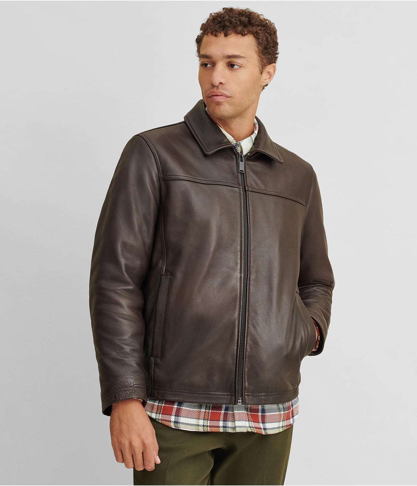 Mens Classic Designer Racer Brown Leather Jacket – South Beach Leather