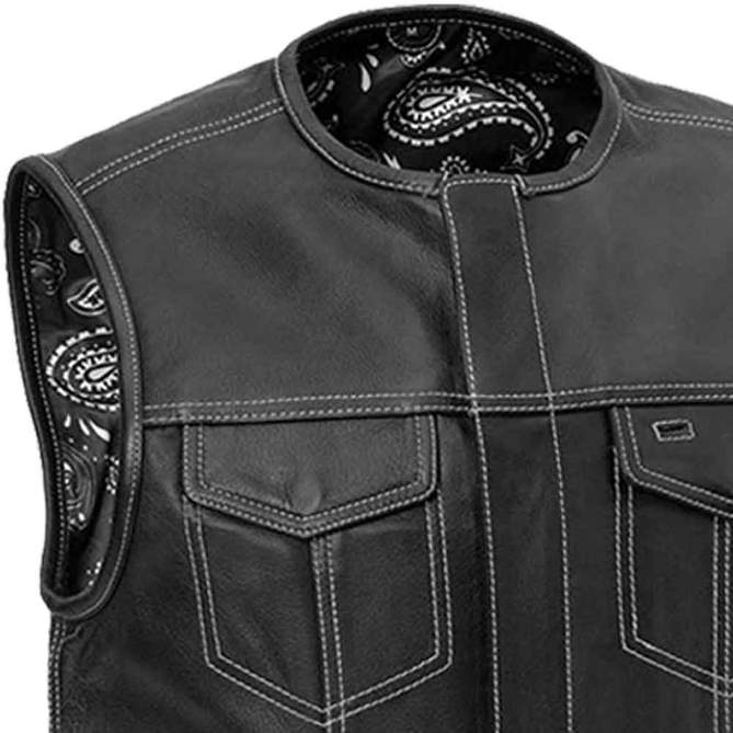 Arcane Fox - Men's Biker Leather Vest In Black