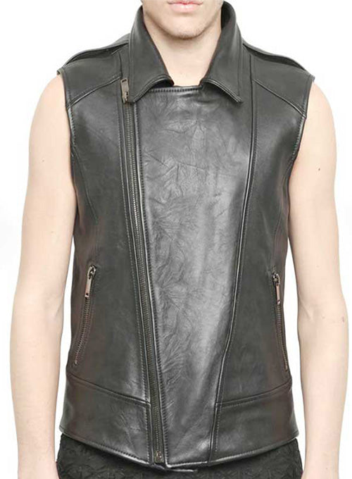 Arcane Fox - Men's Black Biker Leather Vest