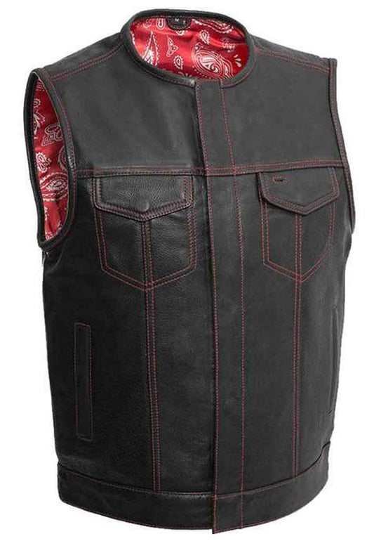 Arcane Fox - Men's Black Motorcycle Leather Vest