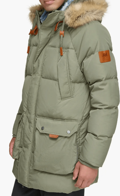 Arcane Fox - Men's Hooded Puffer Parka Coat In Khaki