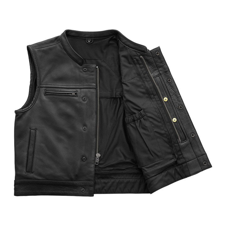 Arcane Fox - Men's Leather Motorcycle Vest In Black