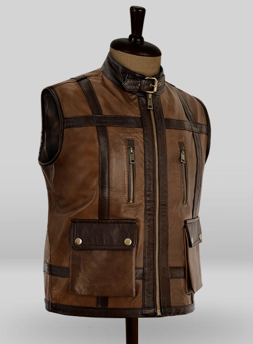 Arcane Fox - Men's Motorcycle Leather Vest In Chocolate Brown