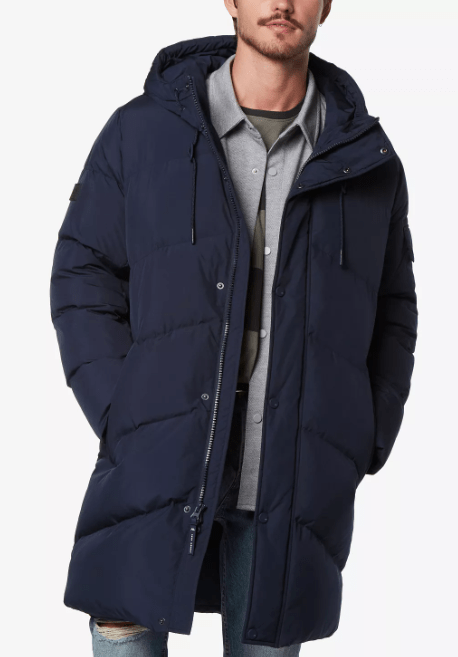 Men's Puffer Hooded Coat In Blue