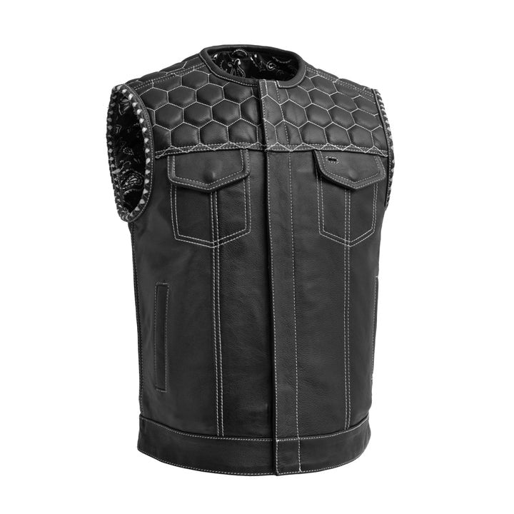 Arcane Fox - Men's Quilted Biker Leather Vest In Black