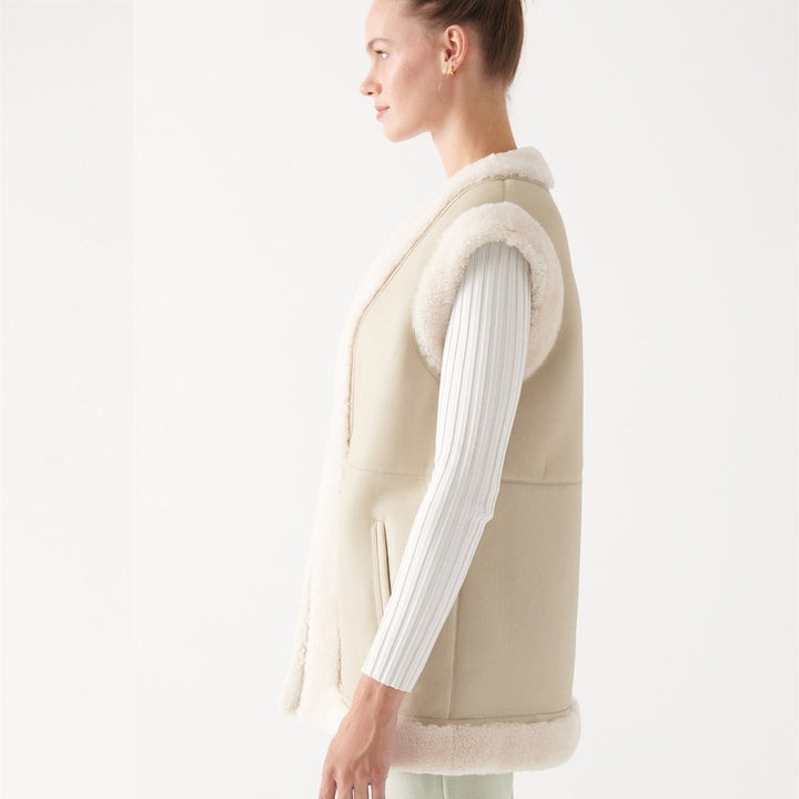 Arcane Fox - Women's Shearling Leather Vest In Off-White