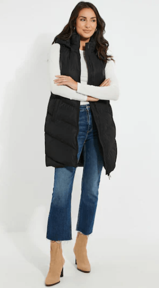 Arcane Fox - Women's Sleeveless Puffer Hooded Coat In Black