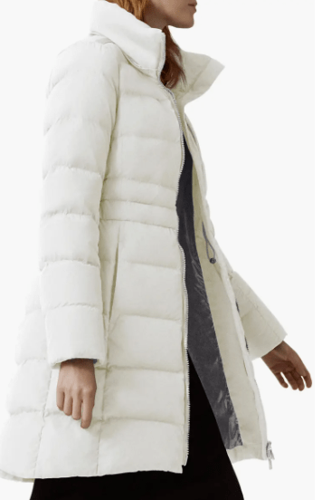 Arcane Fox - Women's Trench Puffer Coat In White With Removable Hood