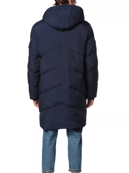 Men's Puffer Hooded Coat In Blue