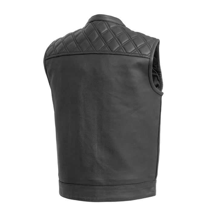 Arcane Fox - Men's Biker Quilted Leather Vest In Black