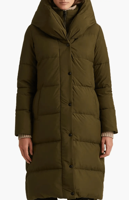 Arcane Fox - Women's Hooded Puffer Trench Coat In Khaki