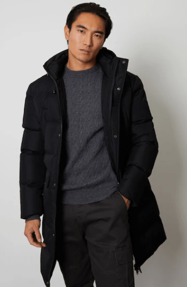 Men's Hooded Puffer Coat In Black