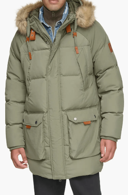 Arcane Fox - Men's Hooded Puffer Parka Coat In Khaki