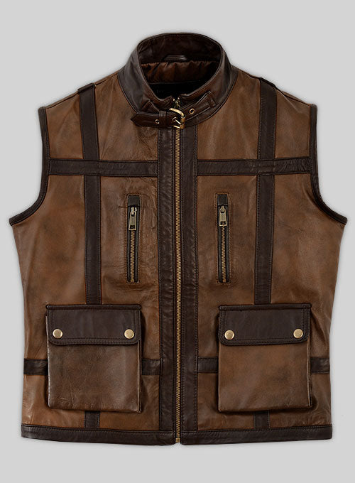 Arcane Fox - Men's Motorcycle Leather Vest In Chocolate Brown