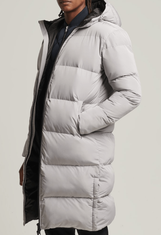 Men's White Trench Puffer Leather Coat