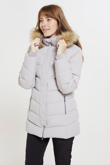 Arcane Fox - Women's Hooded Bomber Parka Coat In Gray