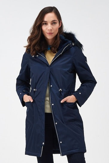 Arcane Fox - Women's Hooded Puffer Parka Coat In Blue