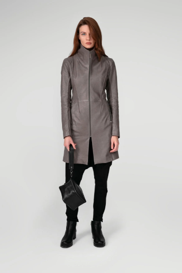 Women's Leather Coats In Gray