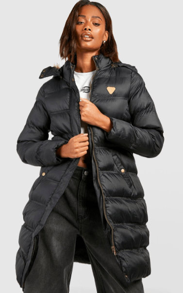 Arcane Fox - Women's Puffer Parka Hooded Coat In Black