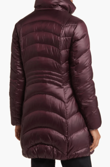 Arcane Fox - Women's Removable Hood Puffer Coat In Burgundy