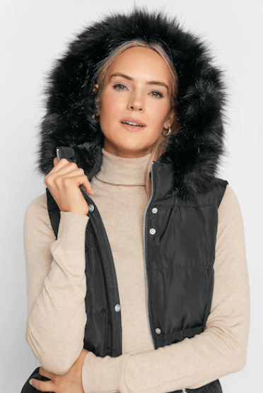 Arcane Fox - Women's Sleeveless Parka Puffer Coat In Black