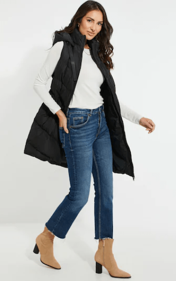 Arcane Fox - Women's Sleeveless Puffer Hooded Coat In Black