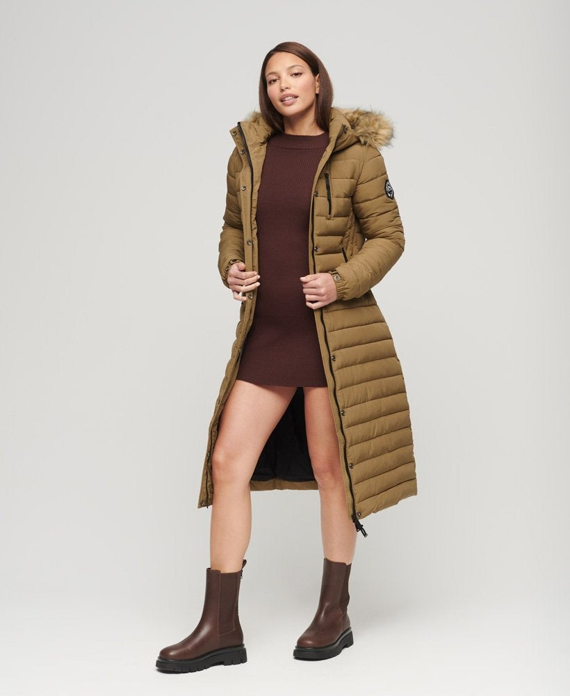 Arcane Fox - Women's Trench Parka Puffer Coat In Brown