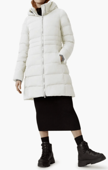 Arcane Fox - Women's Trench Puffer Coat In White With Removable Hood