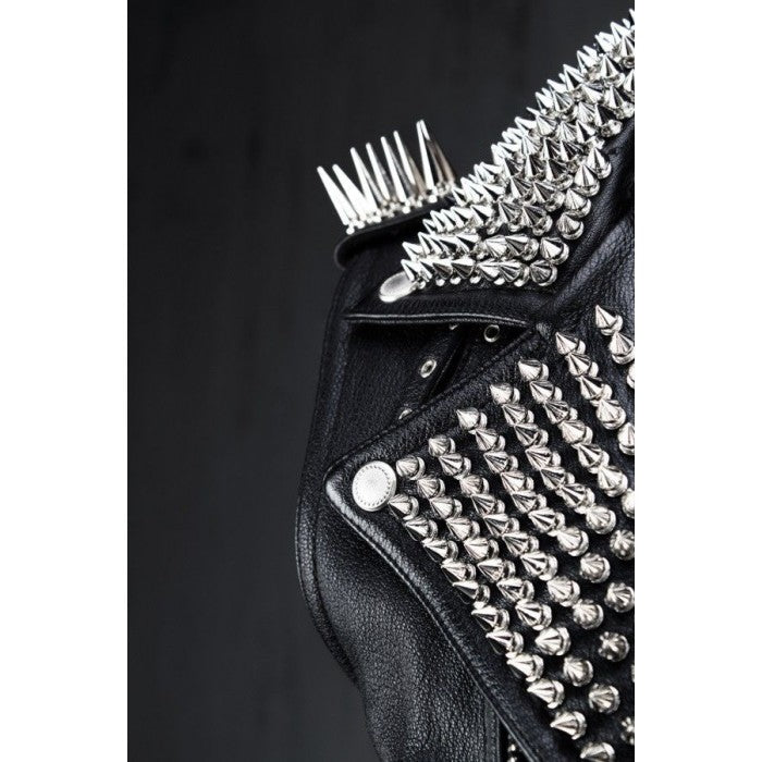 Arcane Fox - Men's Biker Studded Leather Vest In Black