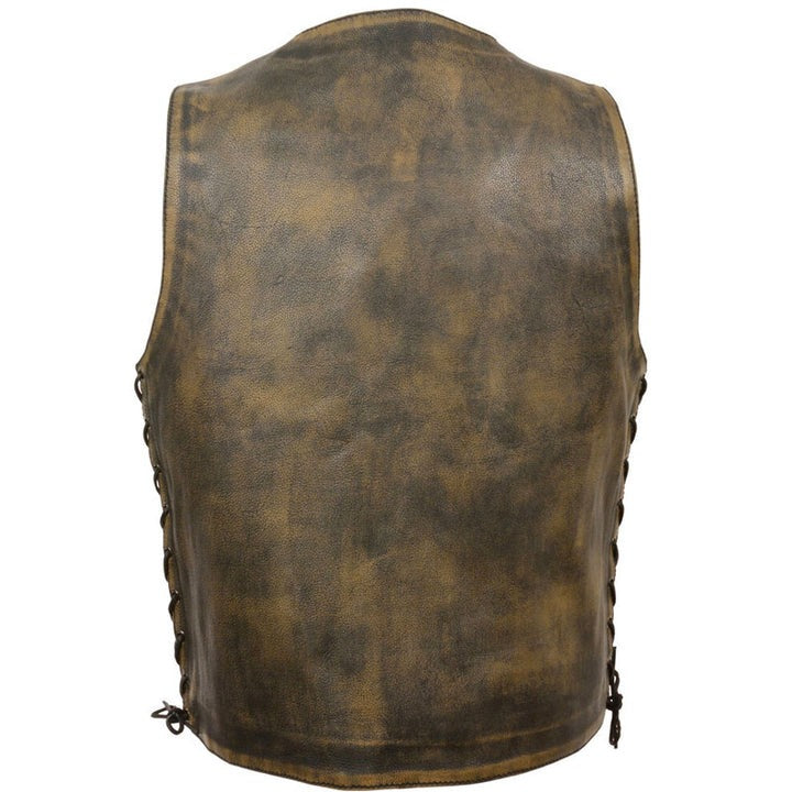 Arcane Fox - Men's Brown Distressed Biker Leather Vest