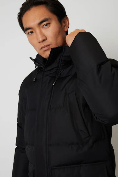 Men's Hooded Puffer Coat In Black