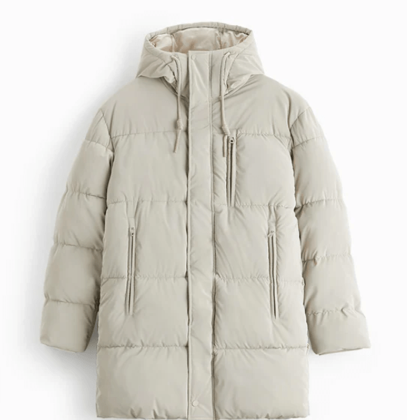 Men's Hooded Puffer Coat In Off White