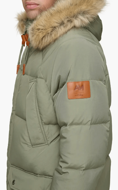 Arcane Fox - Men's Hooded Puffer Parka Coat In Khaki