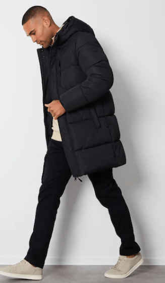 Men's Puffer Hooded Coat In Black