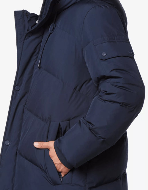 Men's Puffer Hooded Coat In Blue