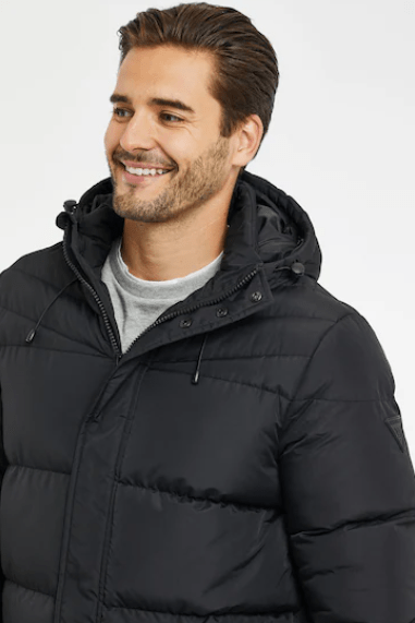 Arcane Fox - Men's Puffer Trench Hooded Coat In Black