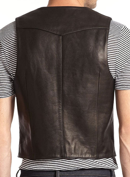 Arcane Fox - Men's Vintage Mini Biker Leather Vest In Black