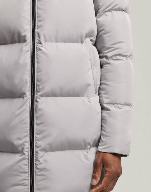 Men's White Trench Puffer Leather Coat