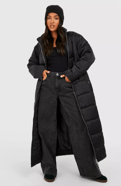 Arcane Fox - Women's Puffer Trench Oversized Coat In Black