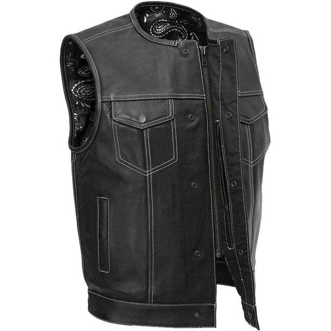 Arcane Fox - Men's Biker Leather Vest In Black