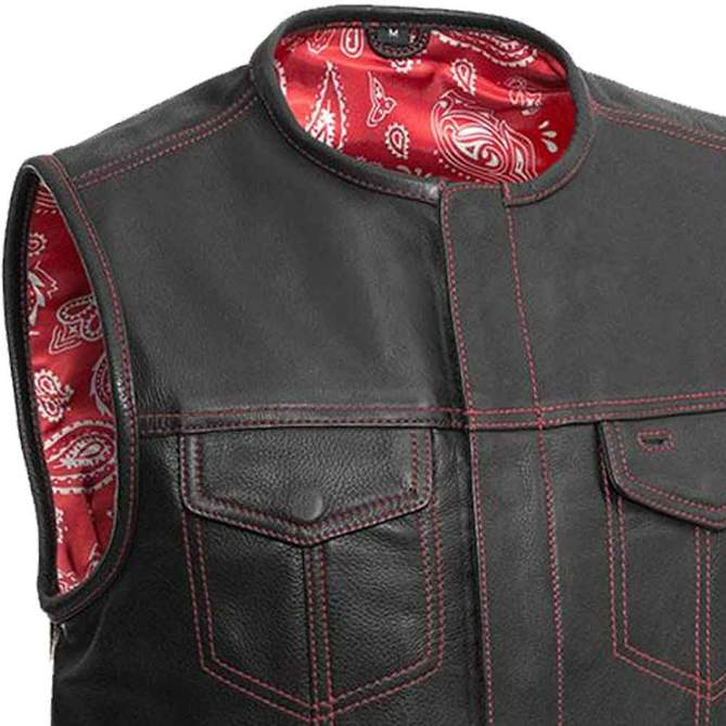 Arcane Fox - Men's Black Motorcycle Leather Vest