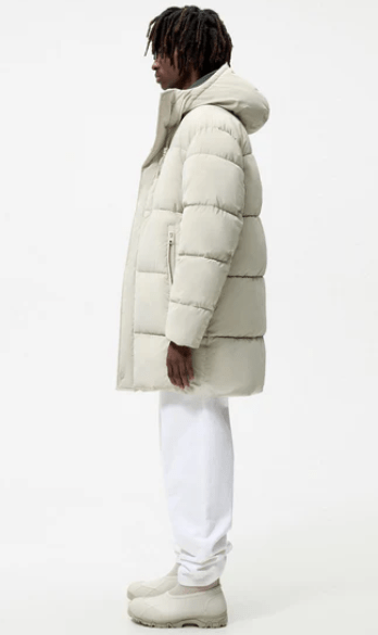 Men's Hooded Puffer Coat In Off White