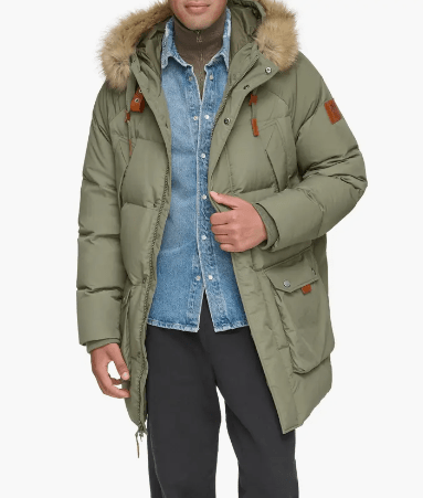 Arcane Fox - Men's Hooded Puffer Parka Coat In Khaki