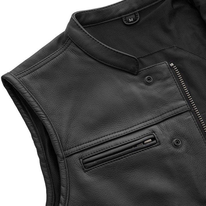 Arcane Fox - Men's Leather Motorcycle Vest In Black