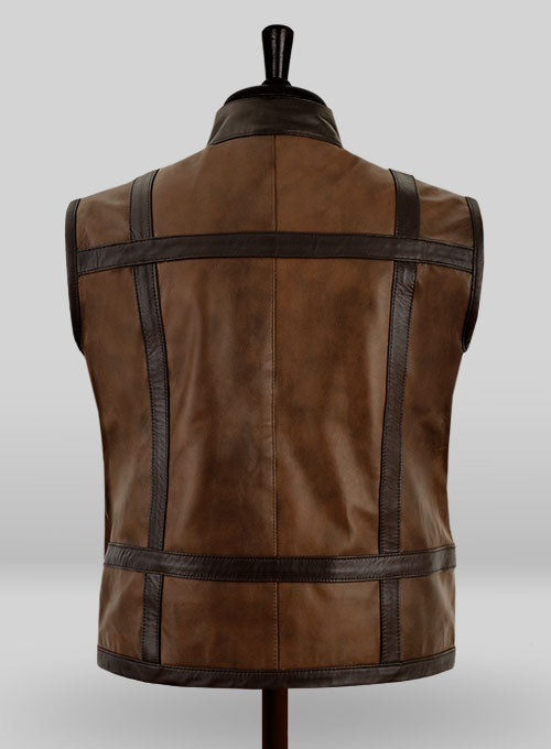 Arcane Fox - Men's Motorcycle Leather Vest In Chocolate Brown