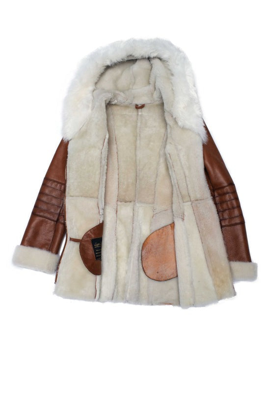 Arcane Fox - Women's B7 Shearling Parka Leather Coat In Brown