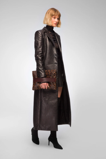Women's Blazer Leather Coat In Black